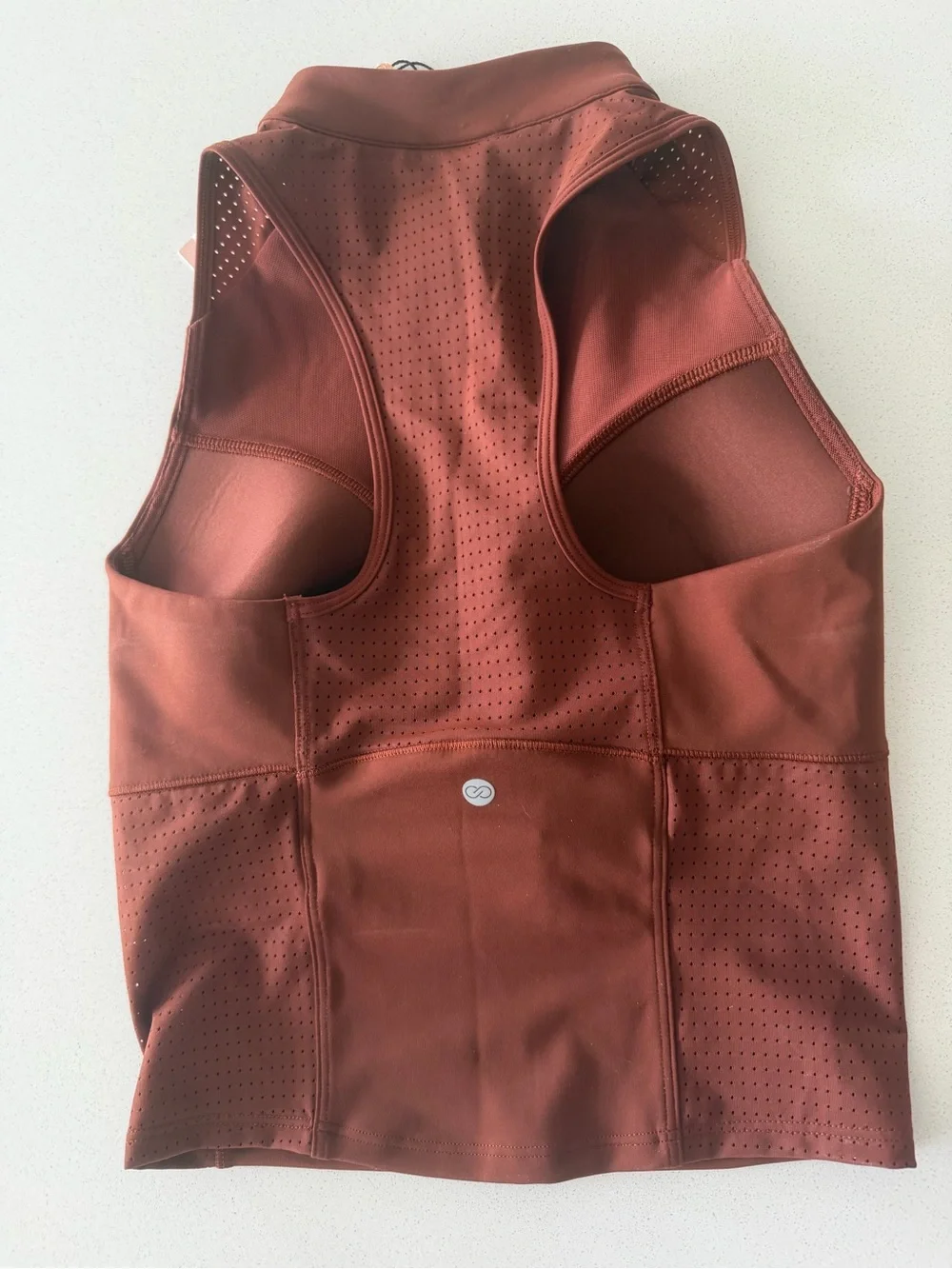 Calia Red Brown 1/2 Zip Crop Active Top - Picture 2 of 3